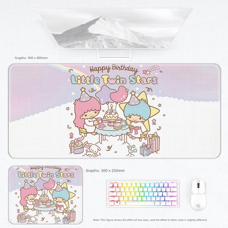 Little Gemini Mouse Keyboard Girls' Office Game Secondary Cartoon Notebook Desk Pad Thickened Oversized_voghion.com