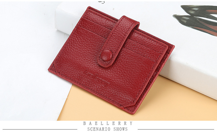 Bolsa de coleta Baellerry com fivela, porta-cartão de carteira de motorista, padrão lichia, compartimento para vários cartões, capa de coleta de couro de primeira camada_voghion.com