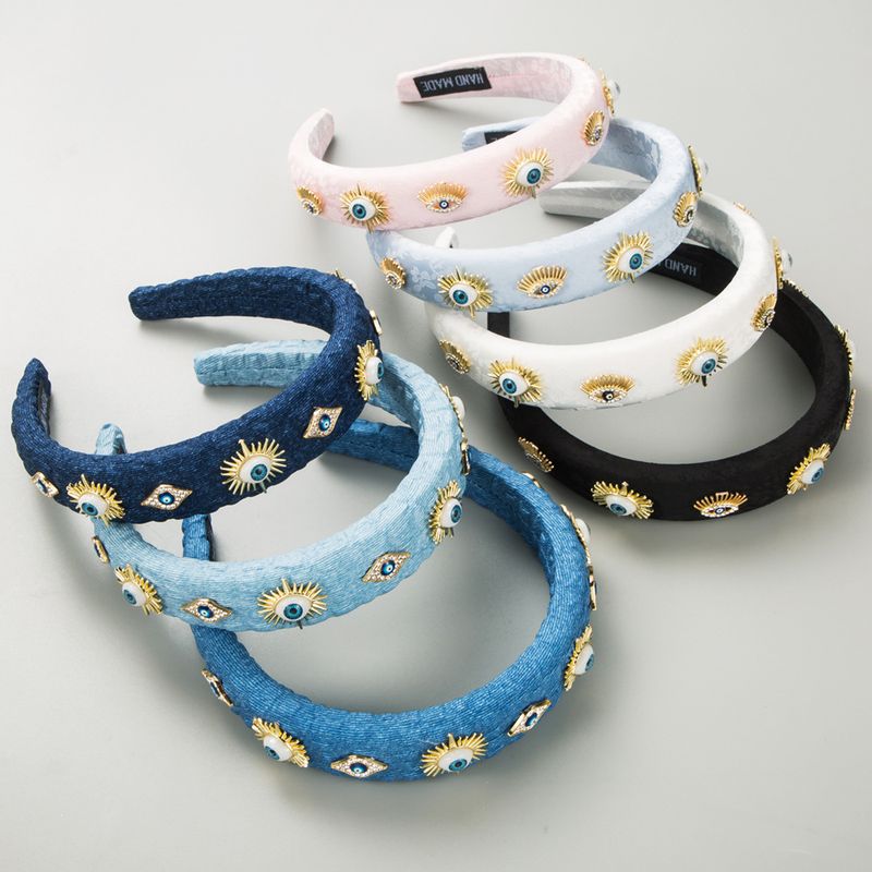 New Trendy Sponge High Skull For Women, Creative Devil's Eye Diamond Studded Party Headband Hair Accessory_voghion.com