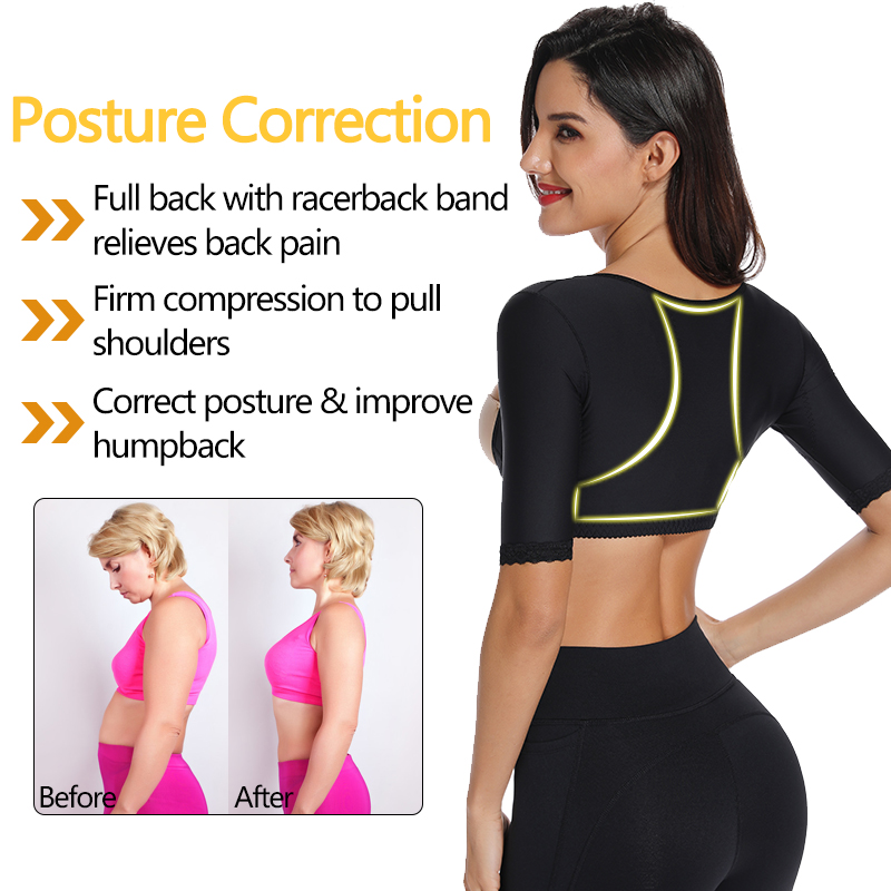 Erme Armkompresjon Kvinner Vekttap Overarm Slanking Shaper Holdningskorrigerer Topp Shapewear Post Surgic_voghion.com