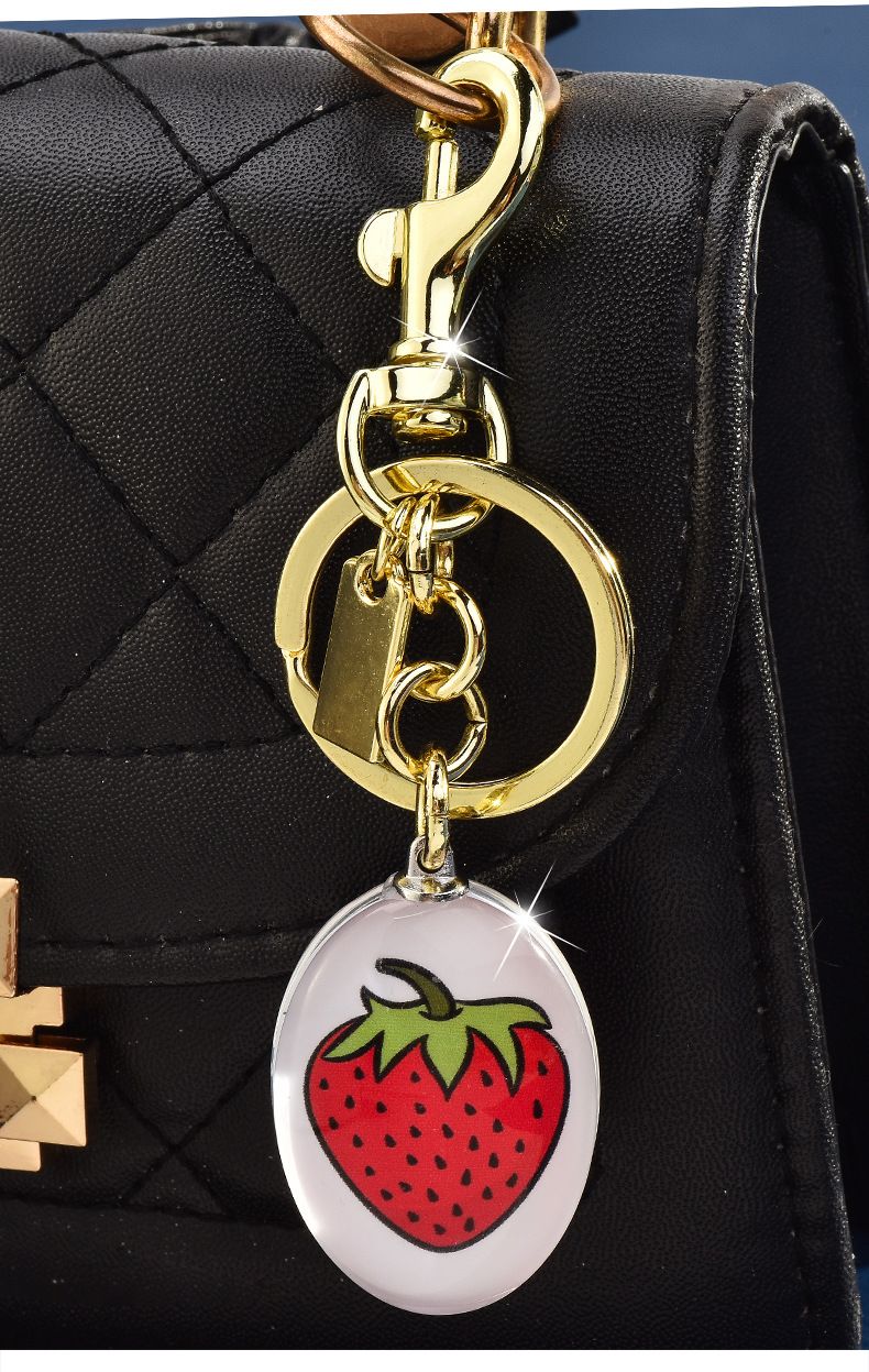 Portachiavi a forma di fragola con frutta di cristallo, nuovo ciondolo per borsa alla moda e molto venduto_voghion.com