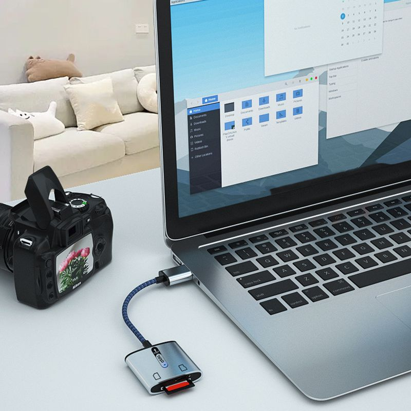 Kunjiuyou TF Plug And Play Dual Slot USB 3.0 High Speed Data Transmission 2 in 1 Camera Memory Card Reader Computer_voghion.com