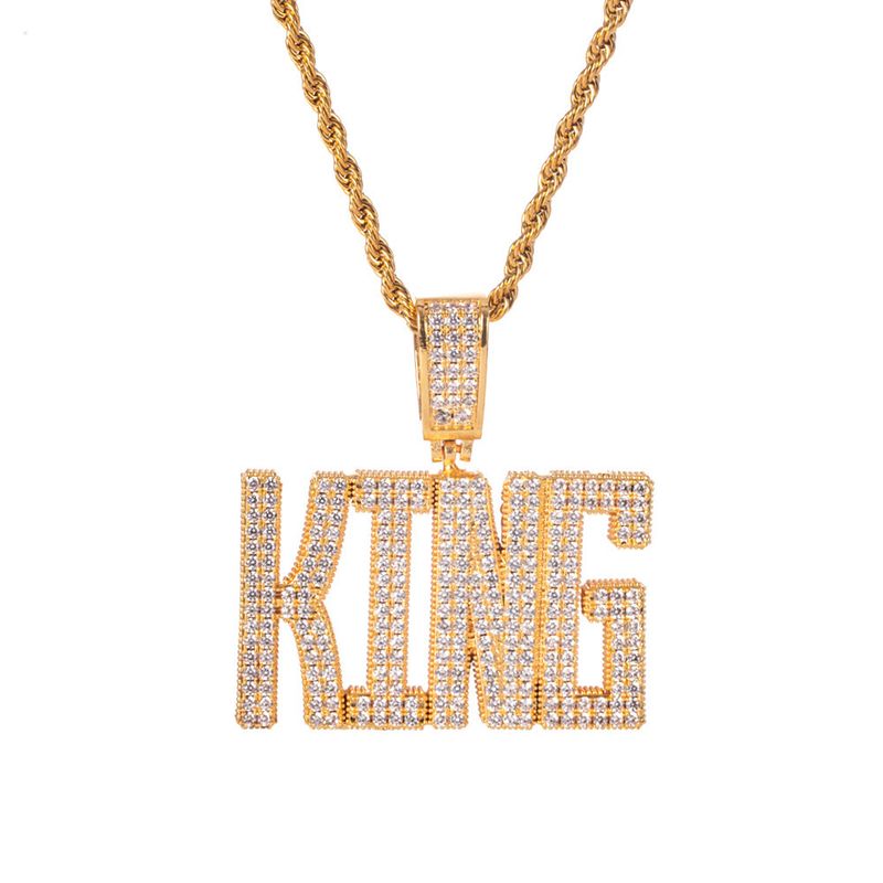 Women's Jewelry Cubic Zirconia Hip Hop Pendant Necklace With Solid Letter/Number Charms Letter Regular Script Font Combination Pendant Necklace_voghion.com