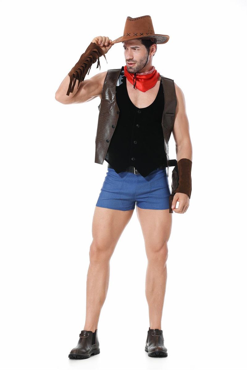 Nowy kostium na Halloween Western Cowboy dla mężczyzn dla dorosłych, do odgrywania ról w barze_voghion.com