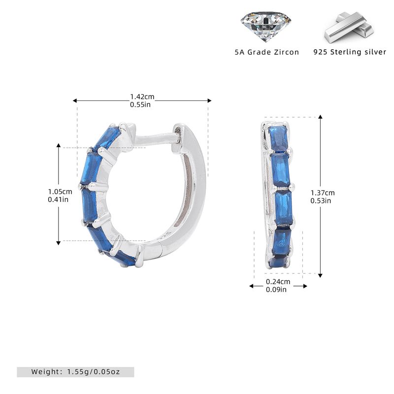 Gioielli da donna in argento sterling S925 con zirconi quadrati di alta qualità, orecchini a fibbia alla moda, versatili e dolci, piccoli e freschi._voghion.com