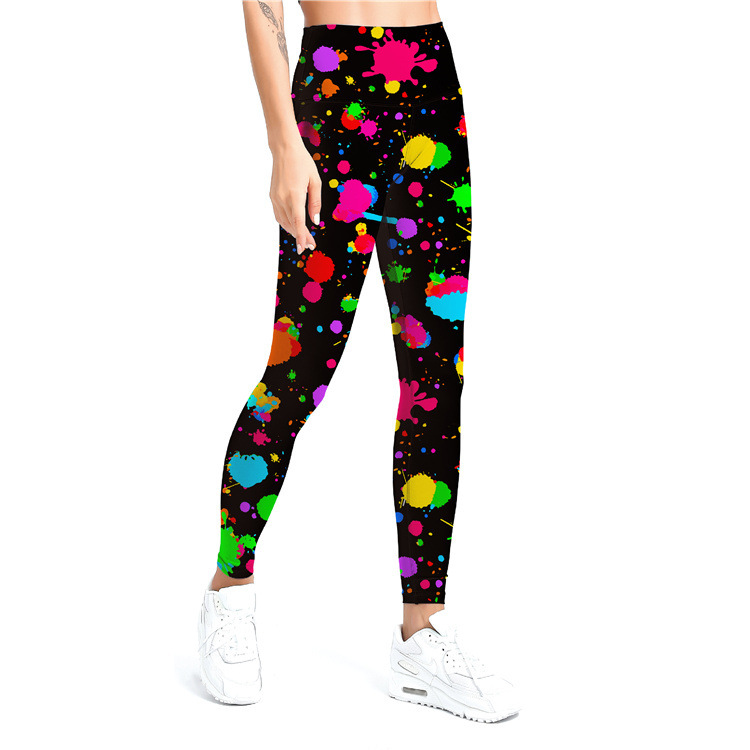 Leggings a nove punti da allenamento per yoga a vita alta in seta di latte stampata da donna_voghion.com