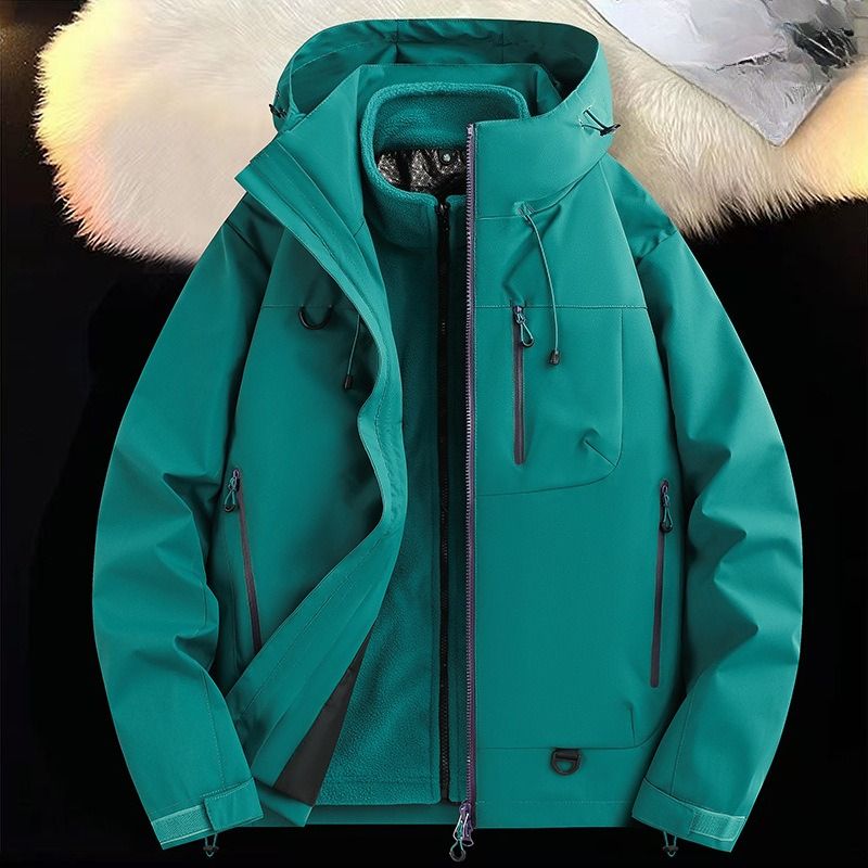 Veste d'extérieur trois-en-un populaire pour hommes et femmes, coupe-vent et chaude en velours pour le printemps, l'automne et l'hiver_voghion.com