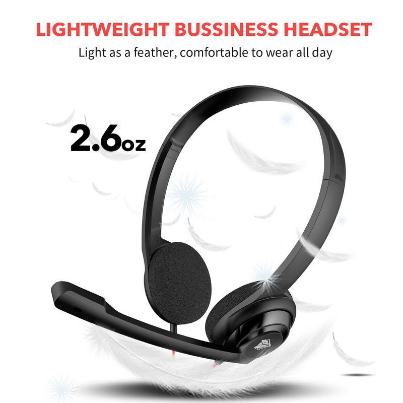 HW02 Professional Lightweight Wired Headset With Dual-Sided Type-C For Call Centers & Office Use - Adjustable Headband & Noise-Isolating Ear Cushions_voghion.com