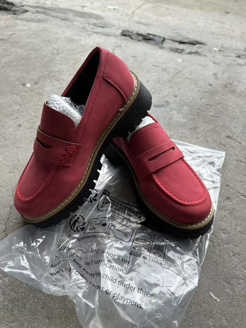 Sieviešu pavasara un rudens mokasīni, liela izmēra, ikdienas, matēti, britu stila, sieviešu apavi, apavi ar bieziem papēžiem un biezu zoli, retro stilā._voghion.com