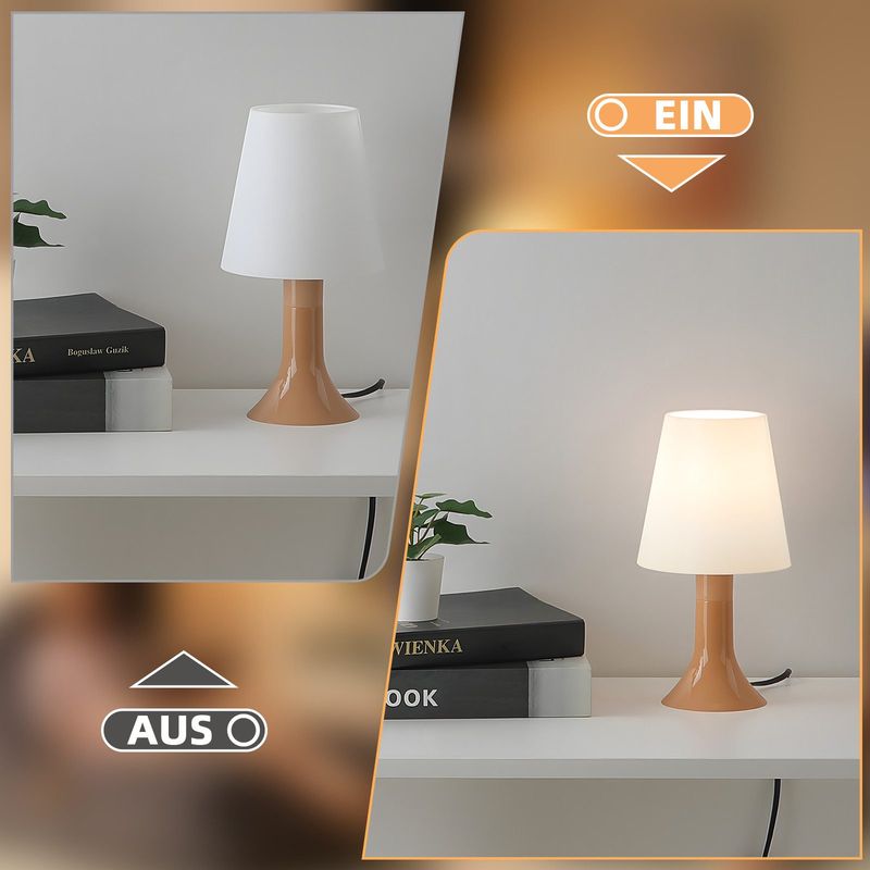 Glitzerlife Nachttischlampe 2er Set Tischleuchte Mit Kabel - TischlampeKleine Lampe E14 Tischlampen Orange Moderne Landhausstil Für Esstisch Schlafzimmer_voghion.com