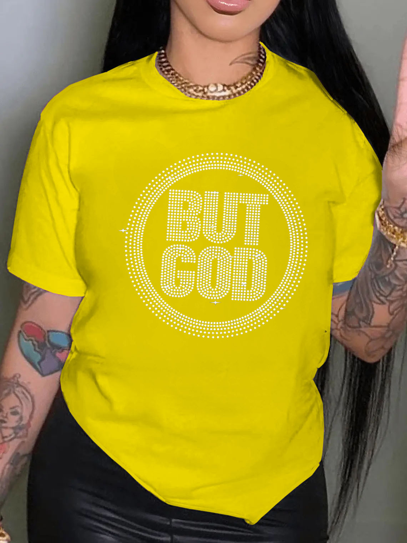 T-shirt a maniche corte in cotone sciolto di grandi dimensioni stampata da donna_voghion.com