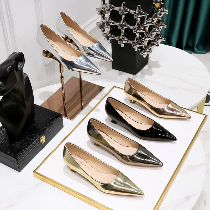 Comfortable Low-heeled Cat Heel Light-mouth Pointed Women's Shoes Spring And Autumn Single Shoes_voghion.com