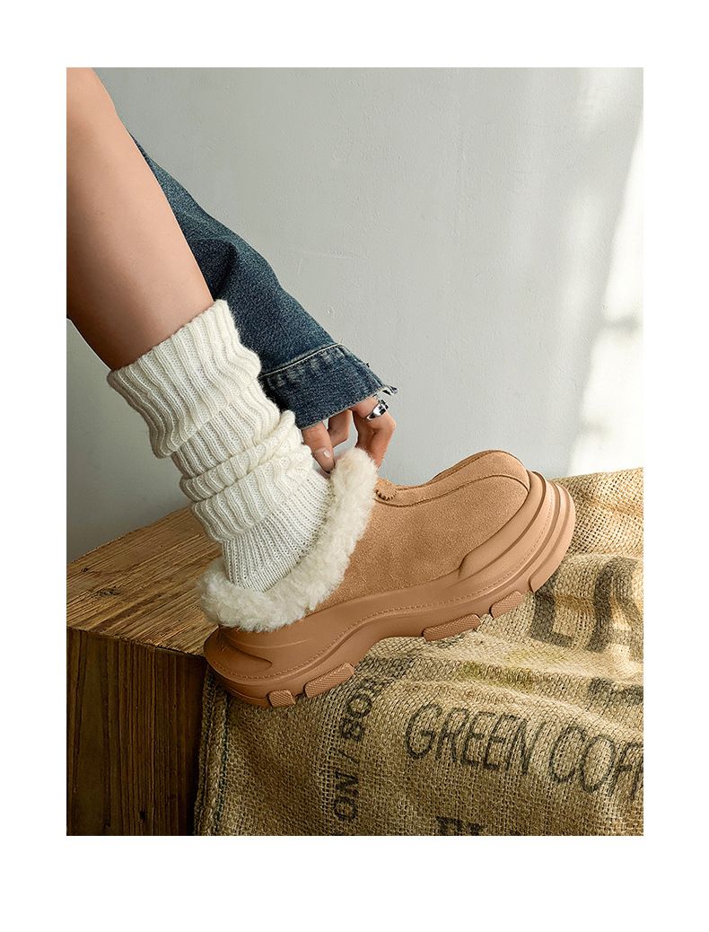 Unisex Winter Clogs With Thick Sole - Waterproof Slip-Resistant Fuzzy Lined Snow Boots For Men & Women (Chestnut, Grey)_voghion.com