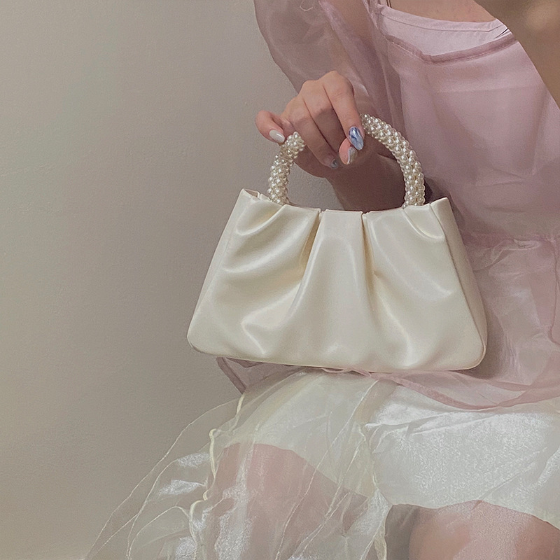 2024 Mini borsa a tracolla singola a spalla singola per telefono cellulare piegata alla moda da donna piccola perla_voghion.com
