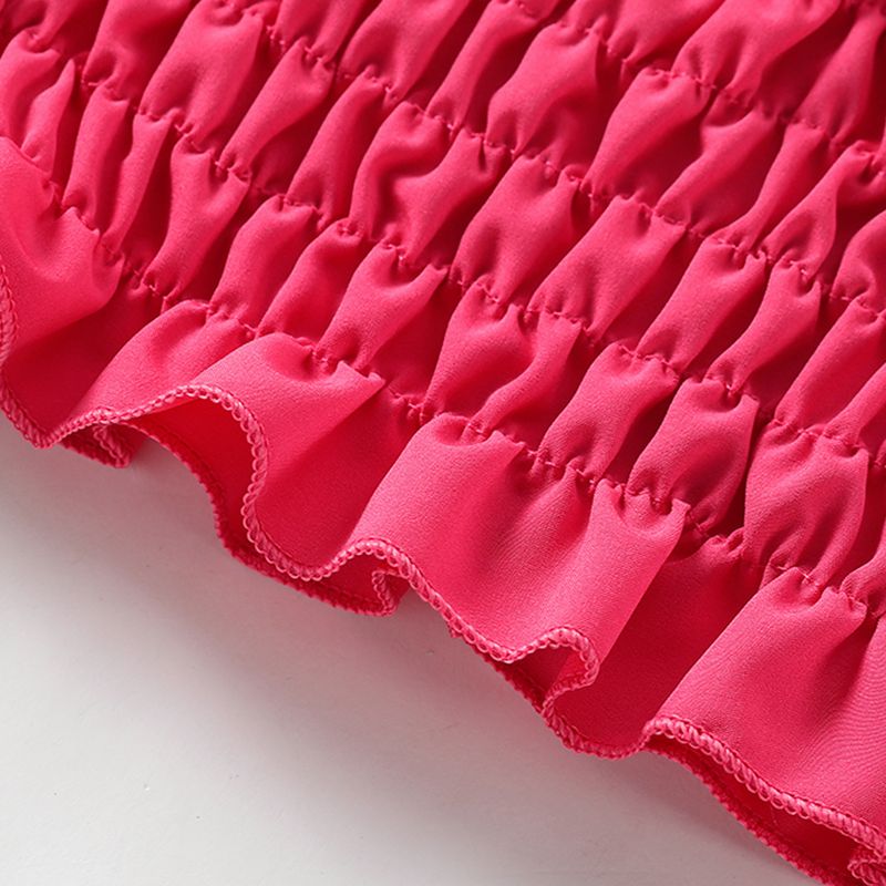 Mother & Kids - Neues Mädchen-Set aus einreihigem Kragenoberteil und Jeansrock mit unregelmäßigen Löchern_voghion.com