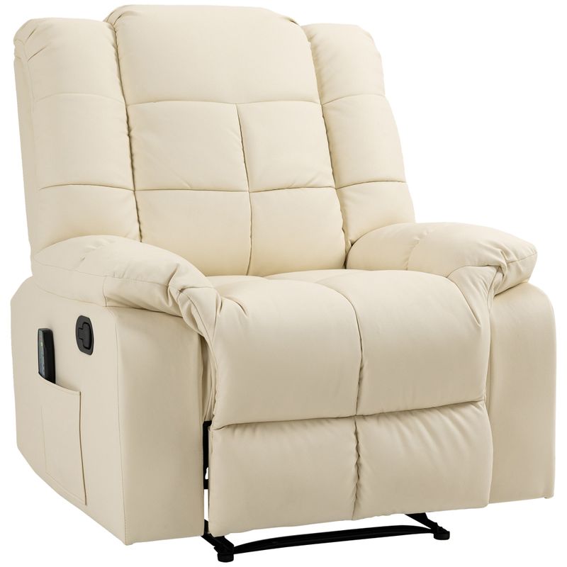 Massagesessel Fernsehsessel Elektrisch Relaxsessel Mit Massagefunktion Kunstleder Holz Stahl Schaumstoff Cremeweiß 94x99x99 cm Für Entspannung_voghion.com