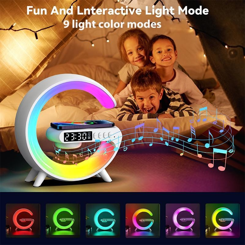 Nutikas LED Bluetooth-kõlar äratuskell RGB atmosfäärilamp Magamistoa kaunistuslambid öövalgusti 15 W kiire traadita ühendusega_voghion.com