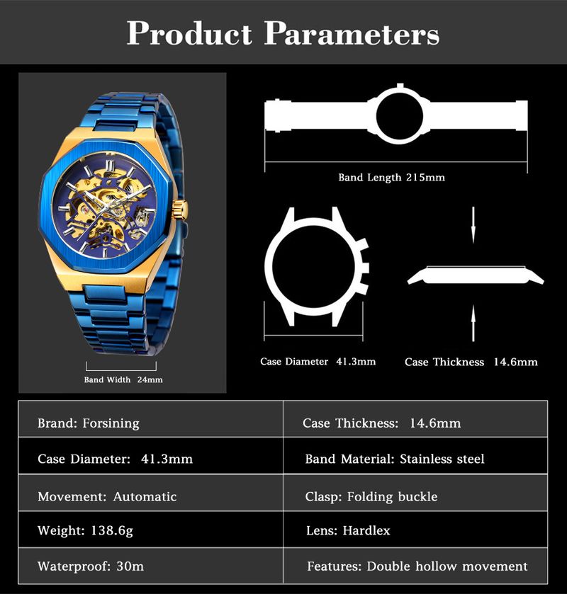 FORSINING 344D Top Brand Sport Mechaniczny Design Bezel Modne zegarki Luksusowy zegarek męski Automatyczny zegarek szkieletowy_voghion.com