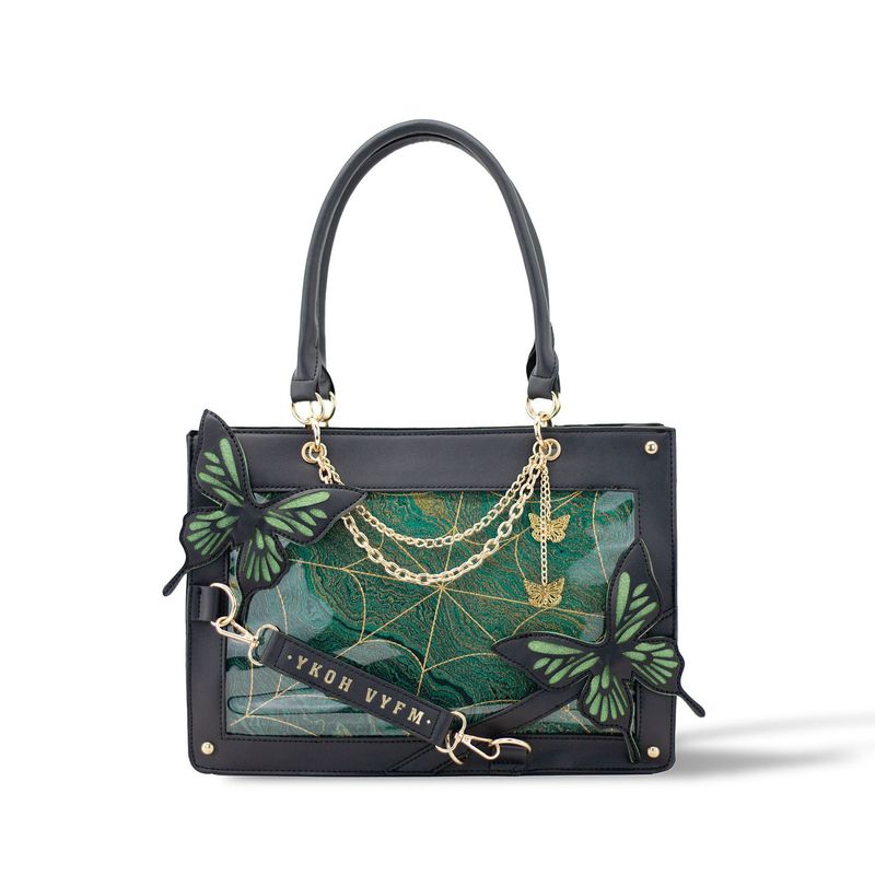Borsa a tracolla da ragazza con manico a forma di farfalla e labirinto in stile scuro_voghion.com