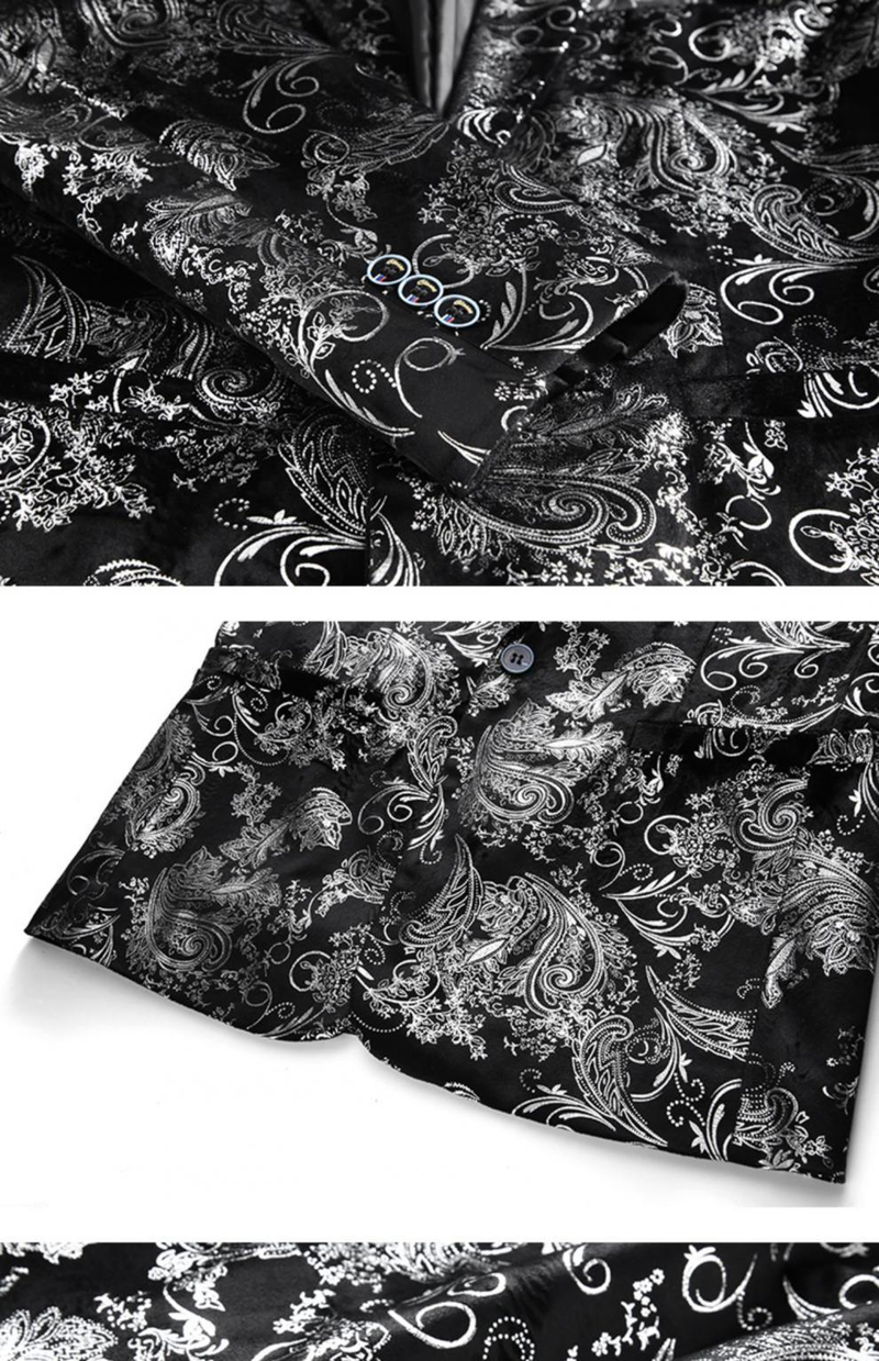 2024 New Men's Casual Spring and Autumn Fashion Gold Stamping Slim Fit Long sleeved Single breasted Suit_voghion.com