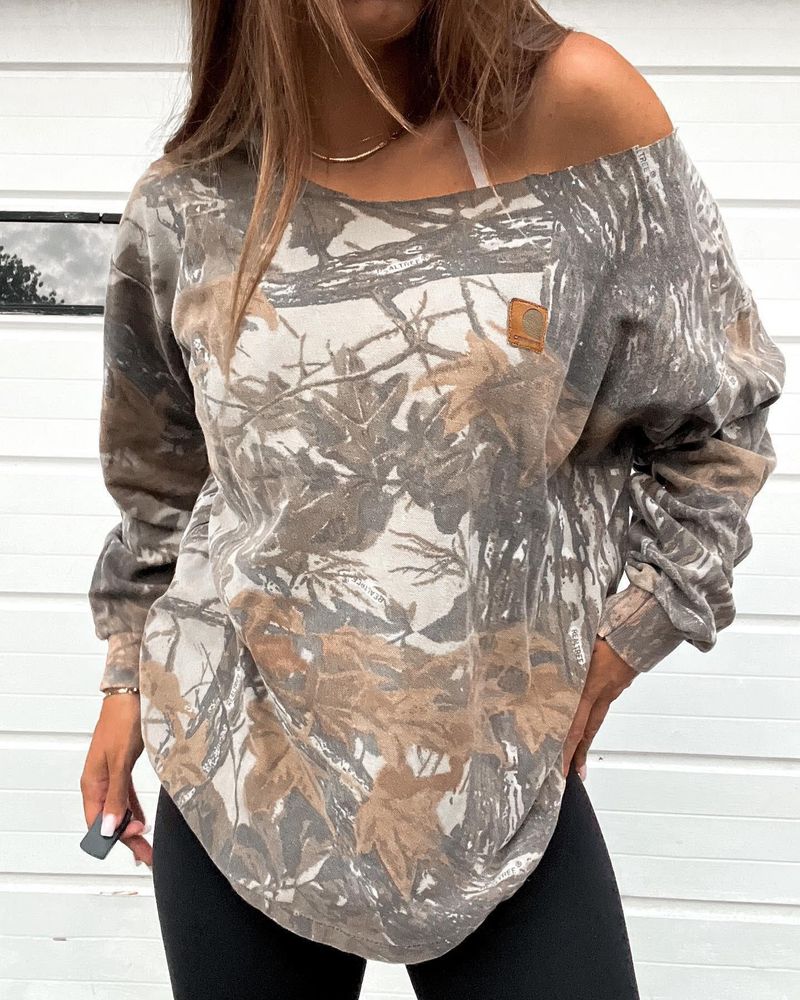 Felpe casual da donna con scollo rotondo e stampa_voghion.com