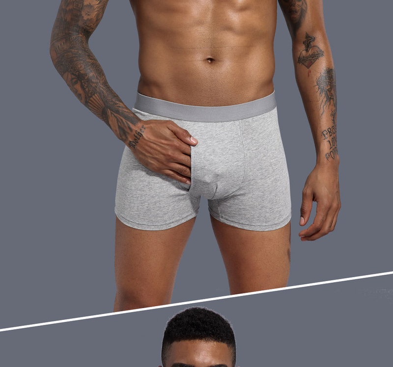 Men's Underwear Pure Cotton Men's Boxer Briefs Extended Opening Style Sports Solid Color_voghion.com