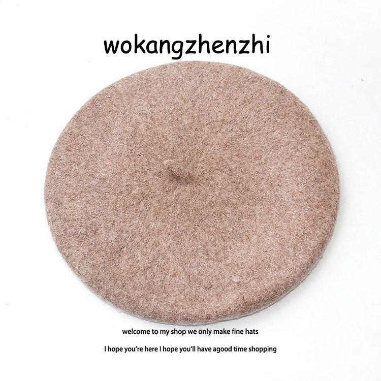Wełniany beret damski Ishihara Satomi beret w tym samym stylu jesienno-zimowy wełniany beret retro niebieska czapka malarza_voghion.com
