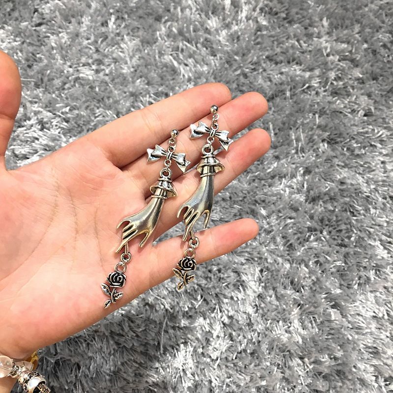 Ohrringe heiß-verkauf neue produkte Bowknot hand halten rose quaste persönlichkeit vielseitig schmuck ohr haken ohrringe_voghion.com