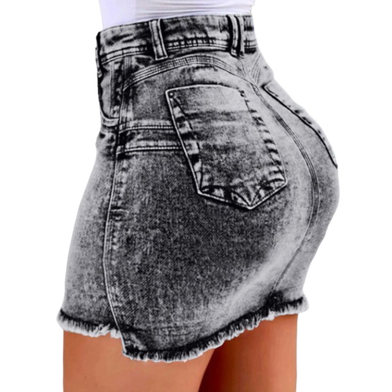 Heißer verkauf A-Line Sexy Vintage Denim Röcke Für Frauen 2024 Sommer Elastische Bodycon Schlank Hüfte Mini Kurzen Kleid Koreanische Mode weibliche_voghion.com