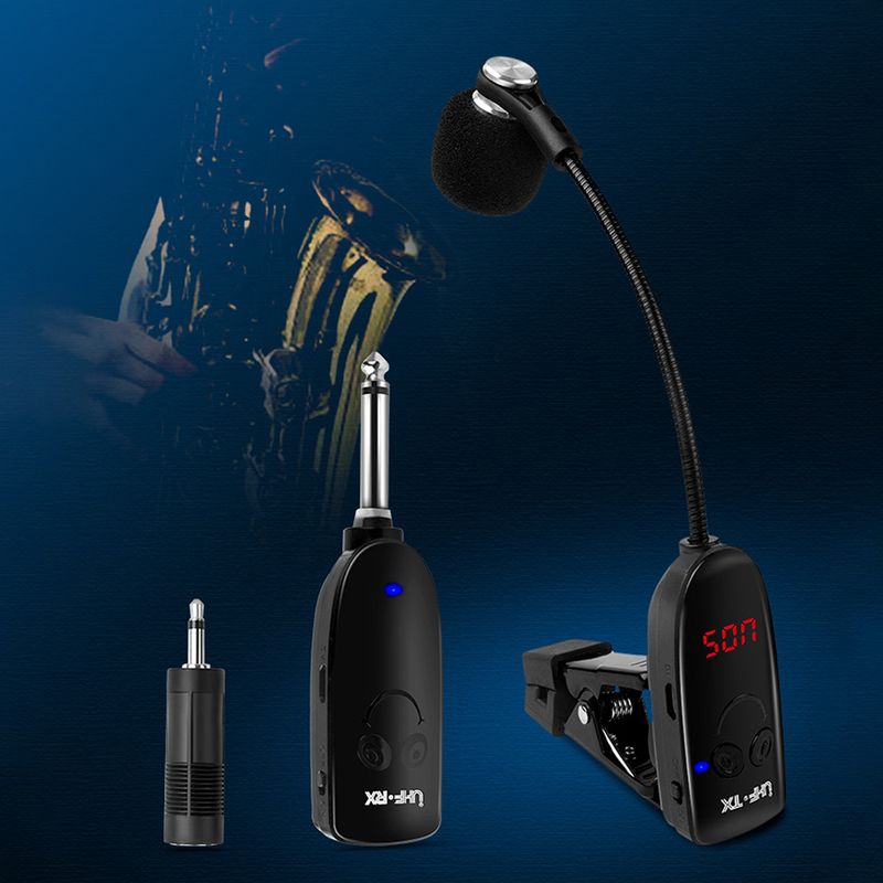 1Pc UHF Dedicated Instruments Saxophone Microphone Wireless Receiver Transmitter Range Plug and Play Great for Trumpets_voghion.com