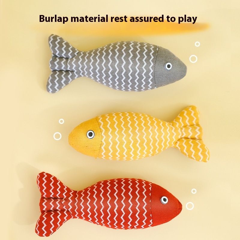 Brinquedo de peixe de estimação superdimensionado, peixe de linho engraçado, gato autodivertido, boneca de hortelã, brinquedo de gato_voghion.com