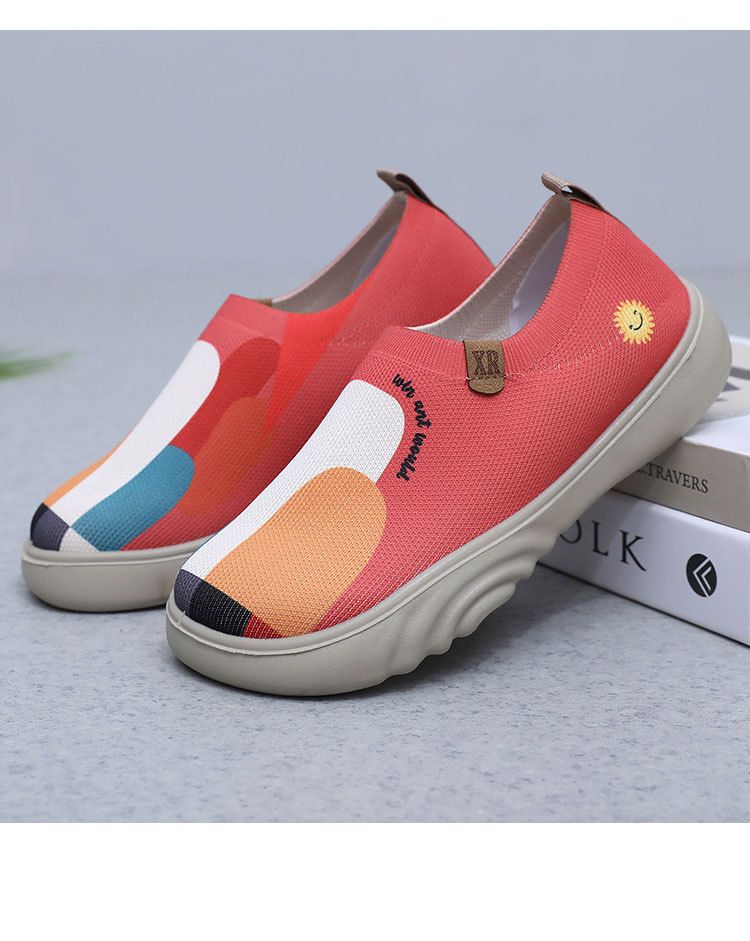 Neue Damenschuhe aus altem Peking-Stoff, trendige, bemalte Freizeitschuhe, weiche Sohle, weiche Oberfläche, fliegendes Weben, dicke Sohle, einpedalige Einzelschuhe_voghion.com