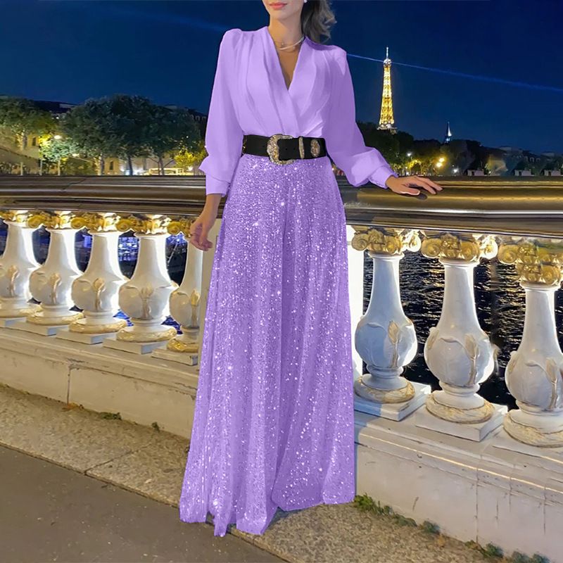 2025 Nuova camicia alla moda a maniche lunghe con scollo a V da donna con stile elegante, vita snellente Natale Ringraziamento Halloween San Valentino_voghion.com