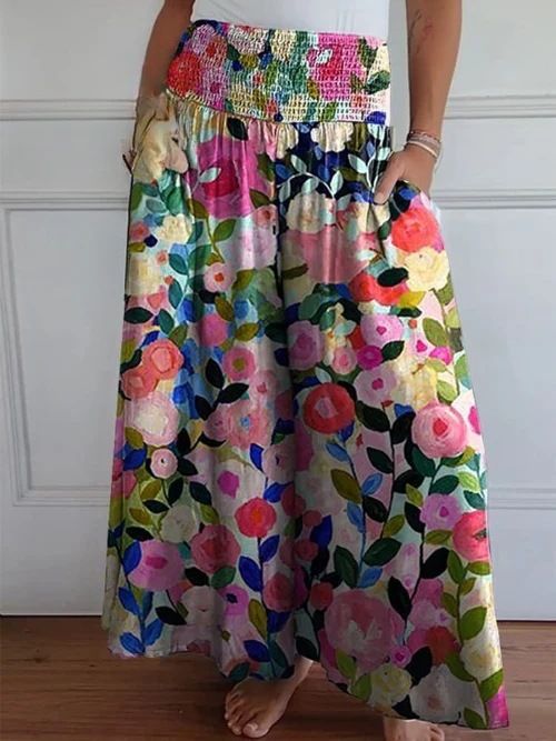 Pantaloni larghi con cintura elastica e gamba aderente casual alla moda da donna 2024_voghion.com