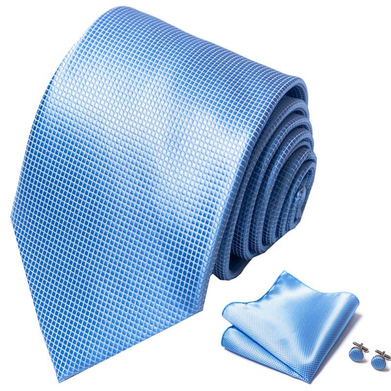 Corbata de seda de poliéster de alta calidad unisex para hombre, corbata formal de color sólido, bolsillo, toalla, gemelos, juego de jacquard_voghion.com