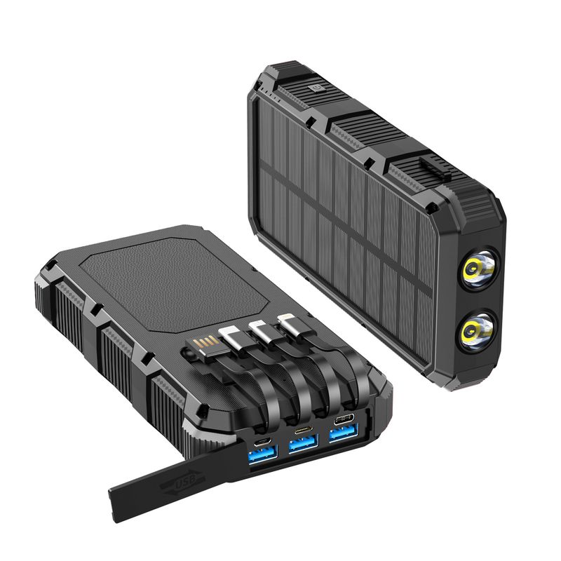 49800mAh Solar Wireless Bank With Built-in Cable, Large Capacity Fast Charging 5V3A Mobile Power Supply CE/UL_voghion.com