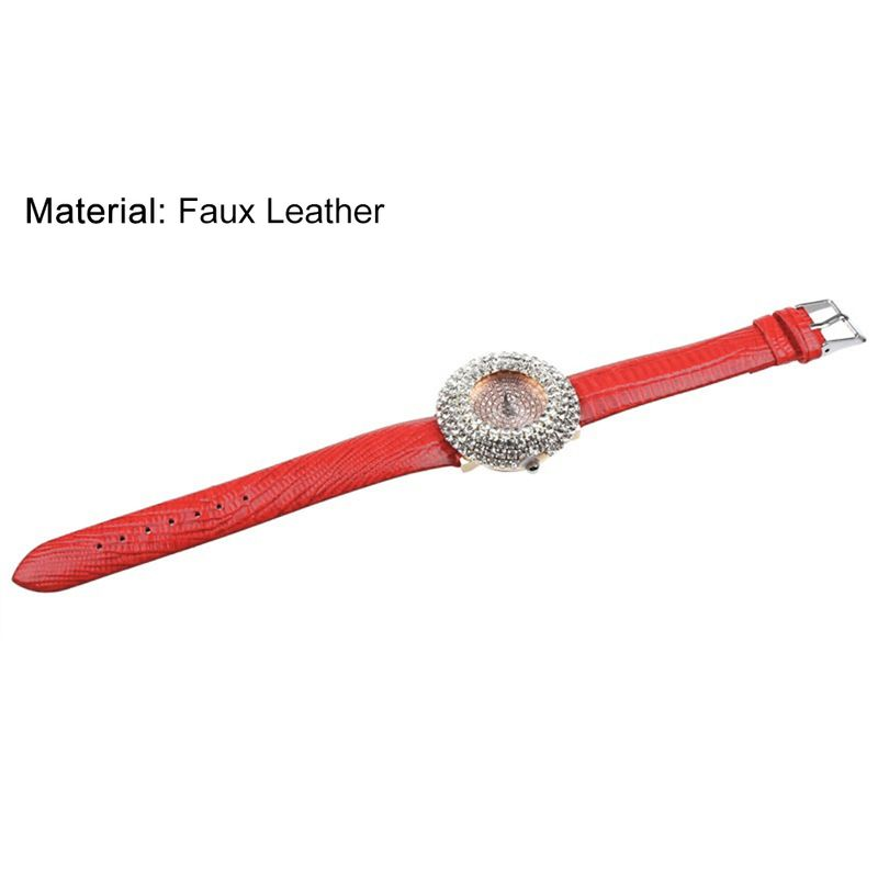 Orologio da polso da donna al quarzo con cinturino in ecopelle con quadrante rotondo e strass completo Yamaler_voghion.com