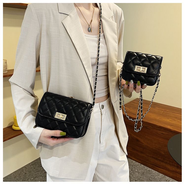 Retro Damestas Trend Mode Casual Diamant Lattice Ketting Crossbody Tas Kleine Vierkante Tas_voghion.com