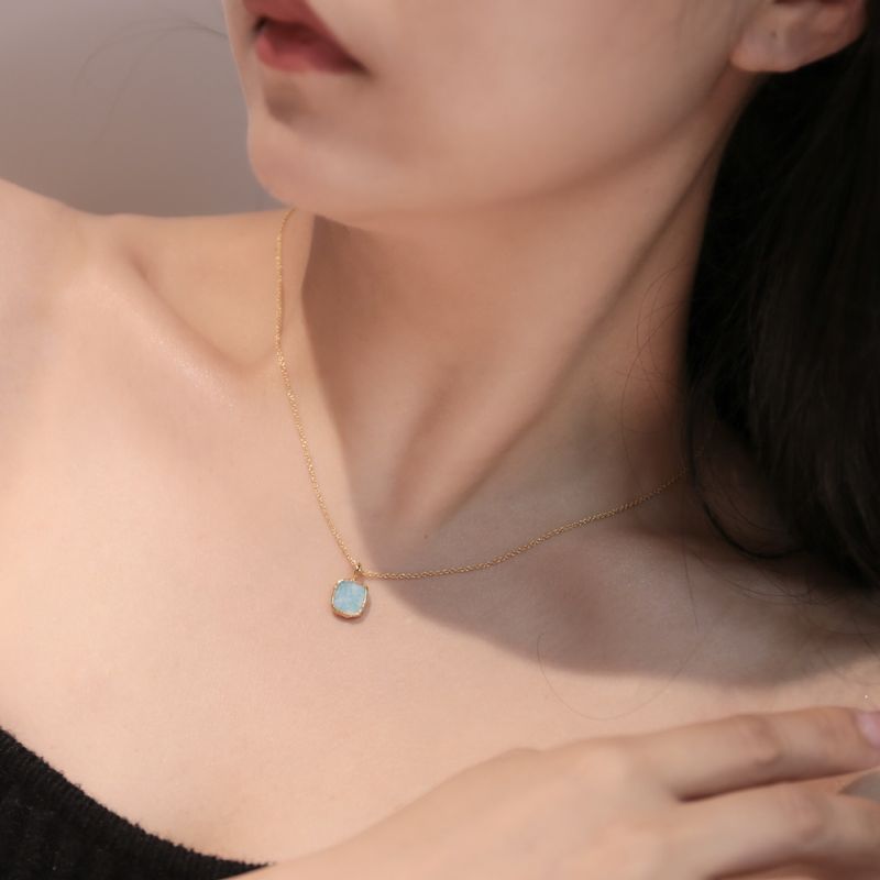 Collana con ciondolo semplice in amazzonite naturale, pietra di luna e rodonite, placcata in oro argento S925_voghion.com