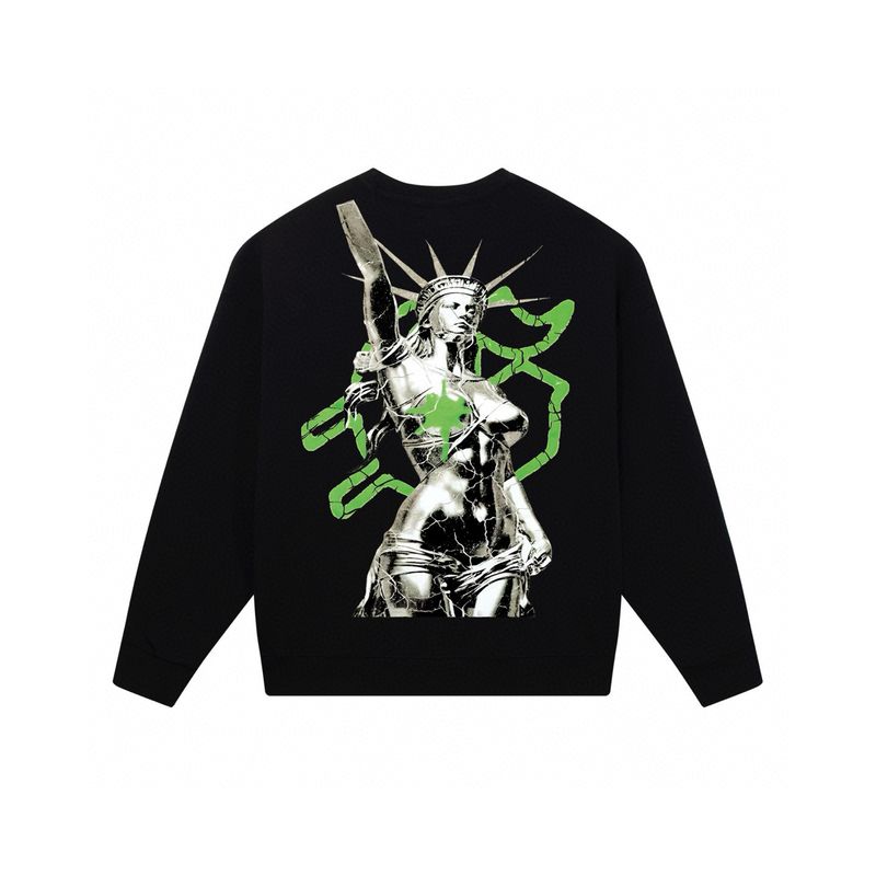 Felpa girocollo unisex in cotone con stampa Statua della Libertà di Godspeed Brand, manica lunga, alla moda, stile hip hop high street_voghion.com