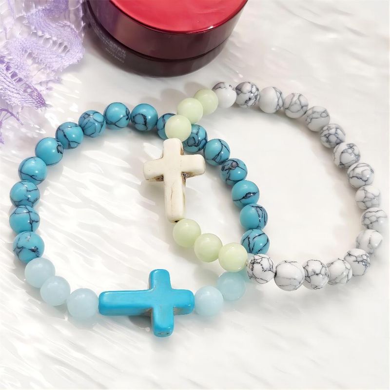 Vulkanische steen Glow in The Dark Cross kralen mannen en vrouwen lichtgevende partij paar armband strand sieraden_voghion.com