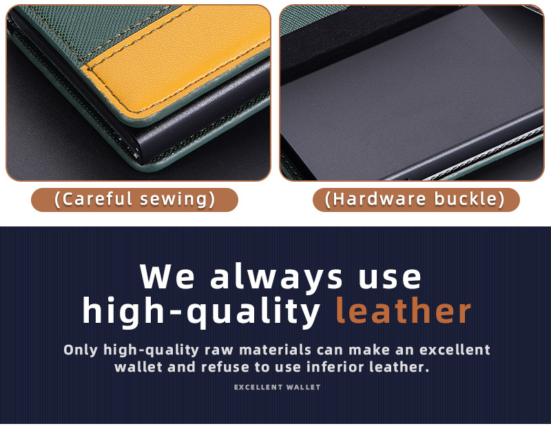 Neu Tasche Herren Baellerry Kontrast Farbe RFID Anti Magnetische Seite Push Bullet Box Neutral Karte Leder Clip_voghion.com