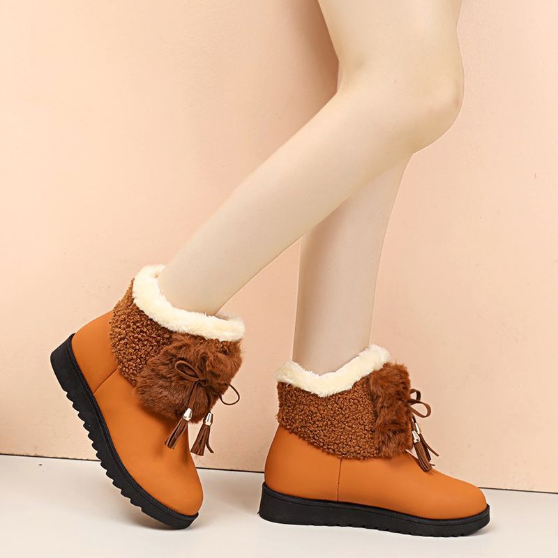 Women's Winter Snow Boots - Insulated Short Ankle Booties With Faux Fur Lining, Slip-On Casual Shoes For Women, Comfortable & Warm_voghion.com