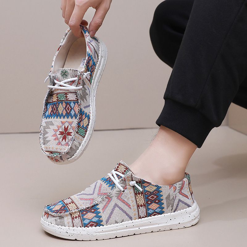 Bohemian style couple canvas casual lightweight loafers, men's and women's cloth shoes, Canvas Loafers_voghion.com