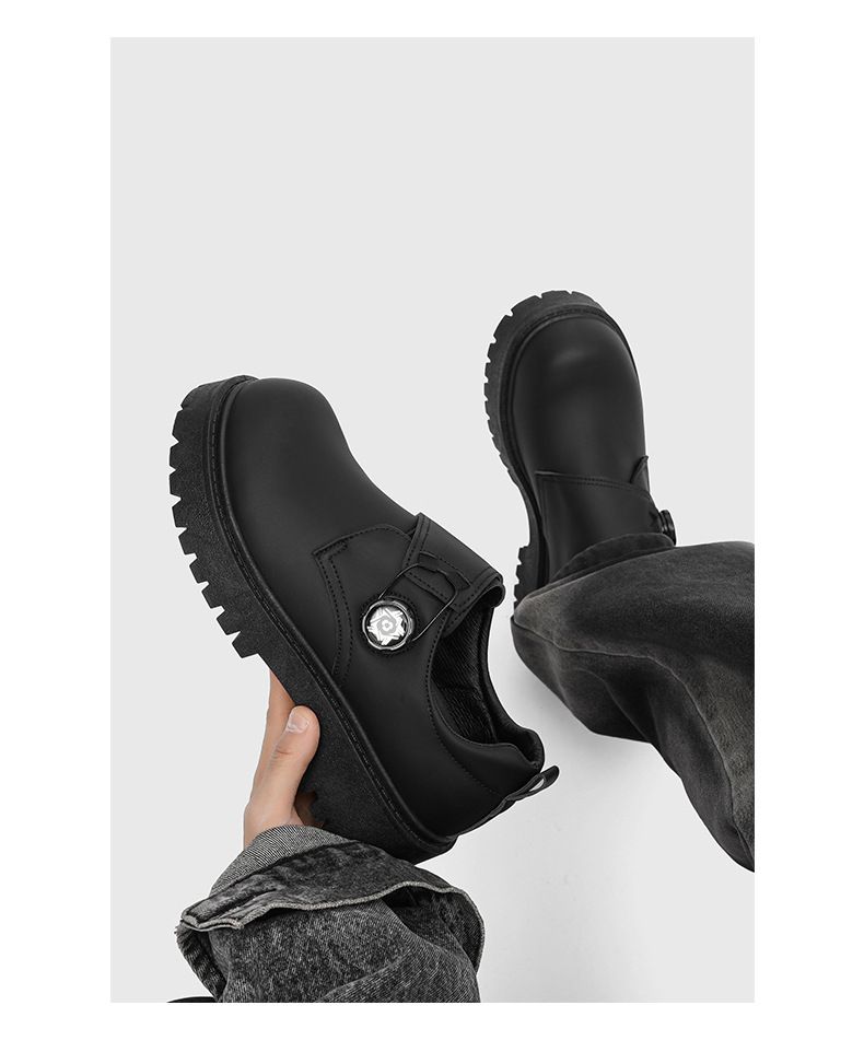 Sapatos Derby Masculinos com Sola Grossa - Oxford Brogue Retrô para Uso Casual e Formal - Sapatos Confortáveis e com Ajuste Largo na Cor Preta_voghion.com