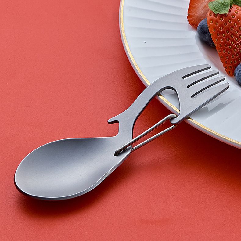 Lauko stovyklavimo stalo reikmenys Titano šaukštas Titano šakutė Gryno titano daugiafunkcis šaukštas Titano šaukštas su butelių atidarytuvu Nerūdijančio plieno šaukštas_voghion.com