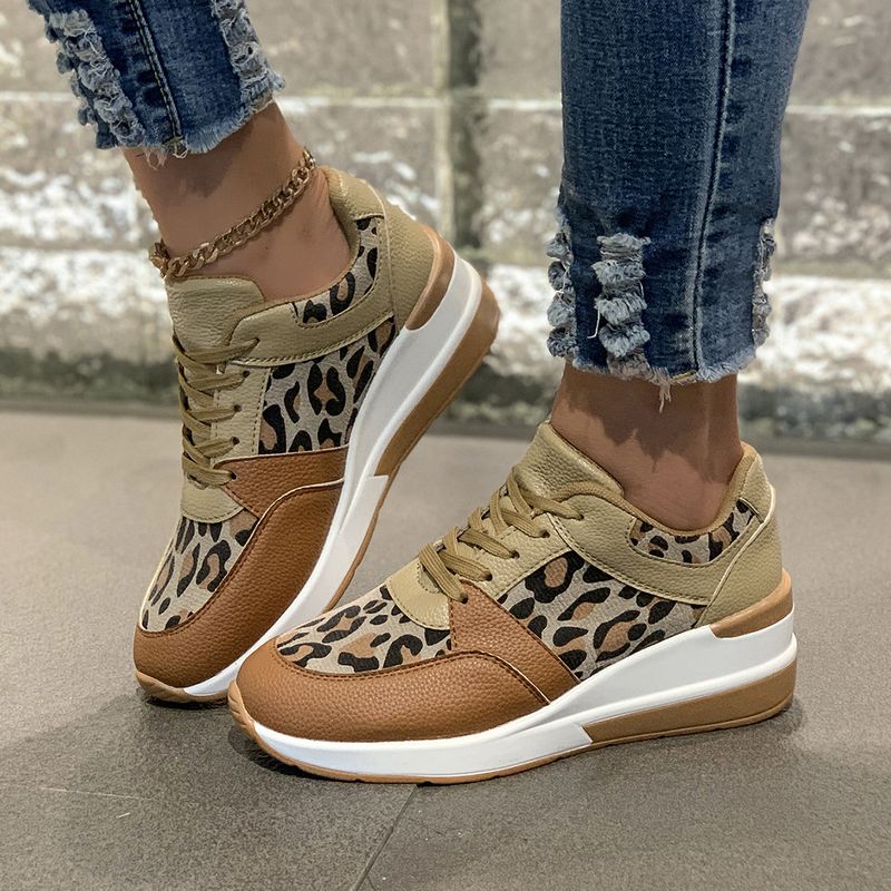 2025 Spring Autumn New Style Color Blocked Lace Up Slope Heel Thick Soled Women's Single Large Water Diamond Sports And_voghion.com
