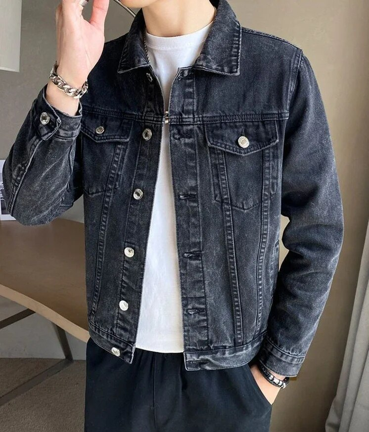 Jeansmantel für Herren Schwarz Herbst Jeansjacken Mann Hochwertige Winter 2023 Low Cost Joker Mode Große Größe Herrenmode Neu im Y2k_voghion.com