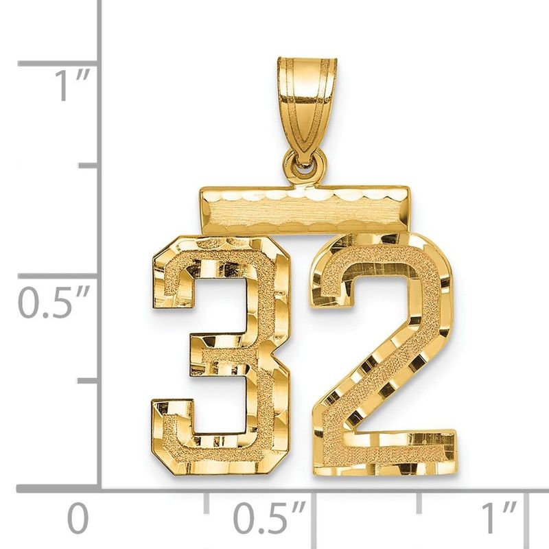 14k Medium Diamond-cut Number 32 Charm_voghion.com