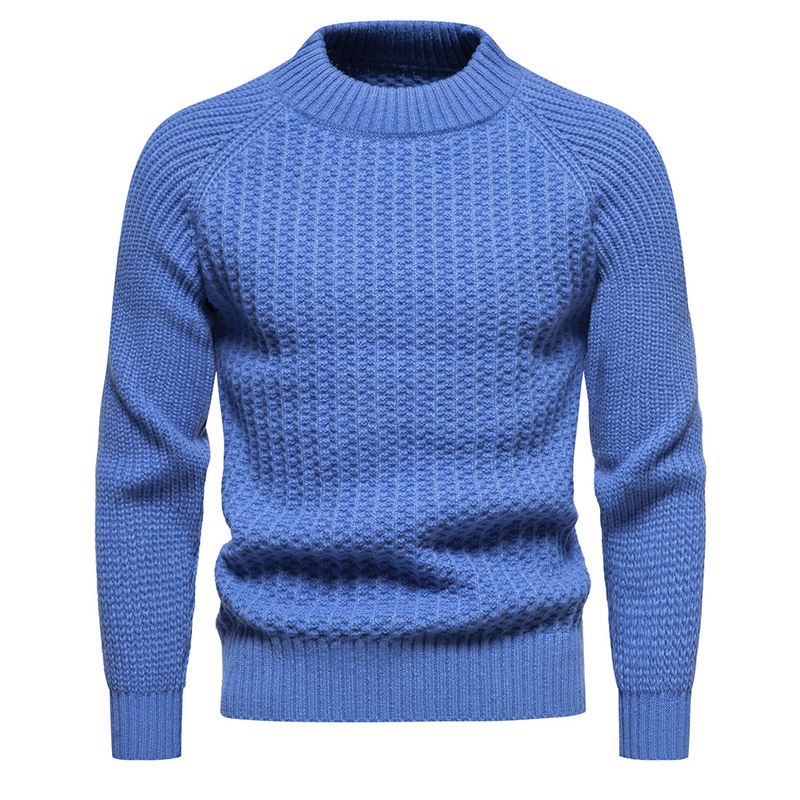 Men's pullover sweater, winter European size solid color versatile youth knitwear top_voghion.com